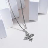 Sterling Silver Cross Christian Pendant Necklace for Men