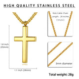 Stainless Steel Simple Men’s Stainless Steel Cross Pendant Chain Necklace for Men Women, 20-24 Inches Chain