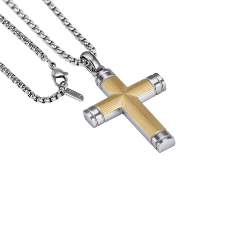 14K Gold Plated Cross Necklace for Men with Adjustable Chain Jewelry Gift for Him