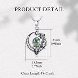 Sterling Silver Moss Agate Celtic Knot Rose Claddagh Filigree Pendant Necklace
