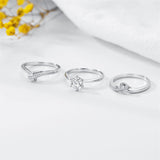 Wedding Ring Set for Women Bridal Ring Set 1 Carat Center Moissanite Engagement Ring Set Silver 3 Piece Wedding Ring Sets