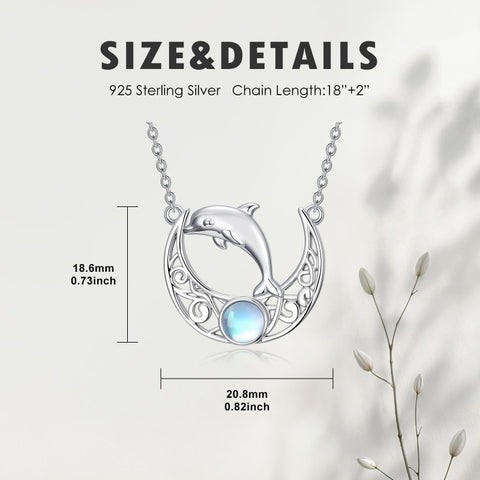 Sterling Silver Moonstone Celtic Knot Raccoon Otter Pig Dolphin Cow Pendant Necklace Birthday Mother's Day Gift