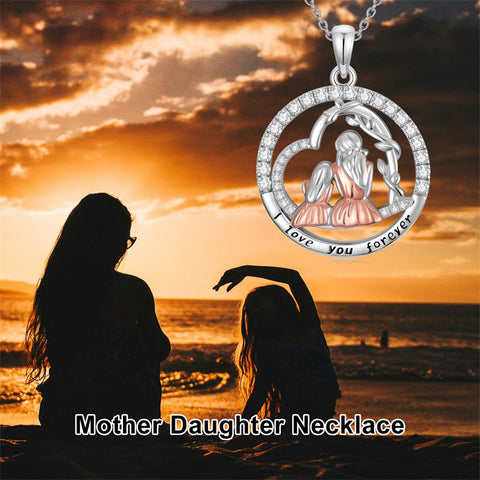 Sterling Silver Mother Daughter Father Daughter Sister Pendant Necklace Family Jewelry for Christmas Mother's Day