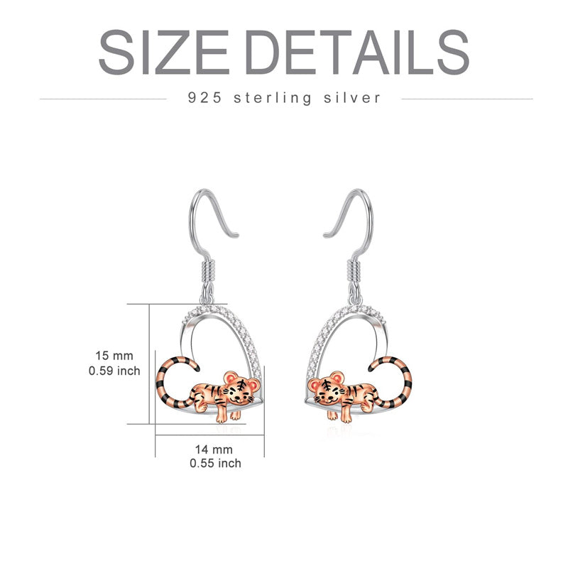 Sterling Silver Tiger Red Panda Elephant  Red Cardinal Dangle Earrings