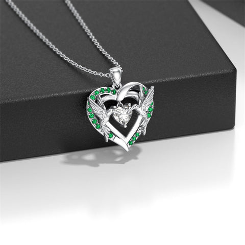 Sterling Silver Heart Dragonfly Hummingbird Pendant Necklace Jewelry Gifts for Christmas Anniversary