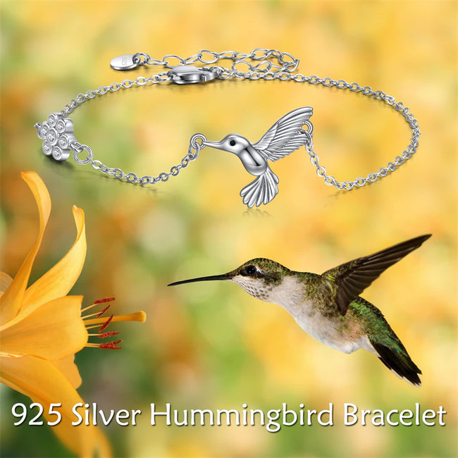 Animal Bracelet Sterling Silver Hummingbird Bracelet Cute Animal Jewelry for Women Girls Gifts