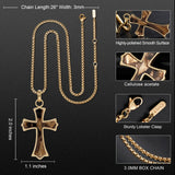 14K Gold Plated Wooden Abalone Shell Cross Pendant Necklacefor Men