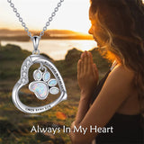 Paw Print  Urn Necklace Sterling Silver Dog Cat Charms Pendant Cremation Jewelry Cat Dog Memorial Gifts for Women Girls