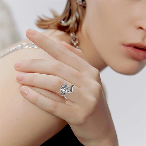Sterling Silver Cross Adjustable Spoon Ring