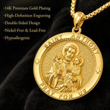 Patron Saint Medal Gold Plated Catholic Pendant Christian Religious Necklace Amulet Jewelry