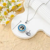 Sterling Silver Personalized Engraved Blue Opal Malachite Turquoise Cat Urn Necklace for Ashes