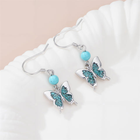 Sterling Silver Turquoise Owl Dragonfly Butterfly Hummingbird Dangle Earrings