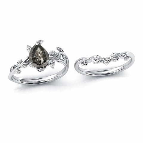 Sterling Silver 10K 14K 18K Gold 1ct Pear Shaped Gemstone Gemstone Engagement Ring Wedding Ring Sets