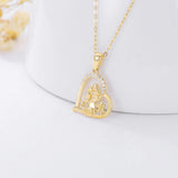 14k Gold Mother and Child Pendant Necklace
