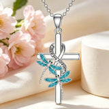 Sterling Silver  Hummingbird Blue Jay Dragonfly Butterfly Cross Necklace Engraved with I Love You Forever