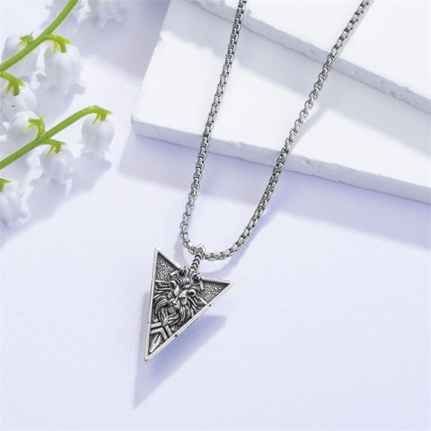 Sterling Silver Viking Dragon Eagle Wolf Animal Pendant Necklace for Men