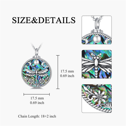 Sterling Silver Abalone Shell Bee Butterfly Dragonfly Urn Necklace for Ashes
