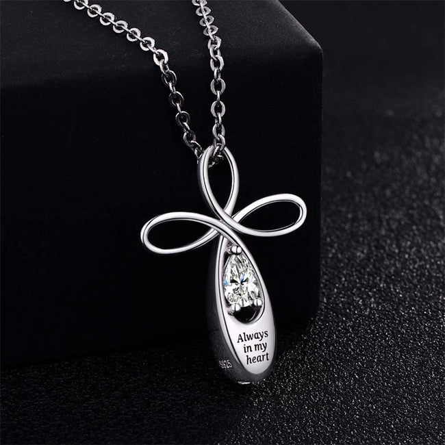 925 SterlingSilver Cremation  Infinity Cross Urn Necklace Urn Necklace Memorial Keepsake Memory Pendant Jewelry Gifts
