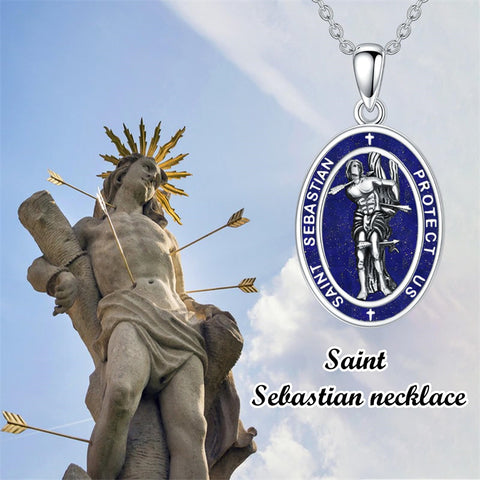 Sterling Silver Saint Christopher St Michael Saint Sebastian Amulet Pendant Necklace