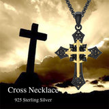 Sterling Silver Wooden Cross Pendant Necklace