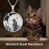 Sterling Silver Mustard Seed Black Cat Hummingbird Cross and Mountain Mountain Turquoise Sun and Moon Pendant Necklace