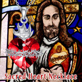 Sterling Silver Sacred Heart of Jesus Pendant Necklace