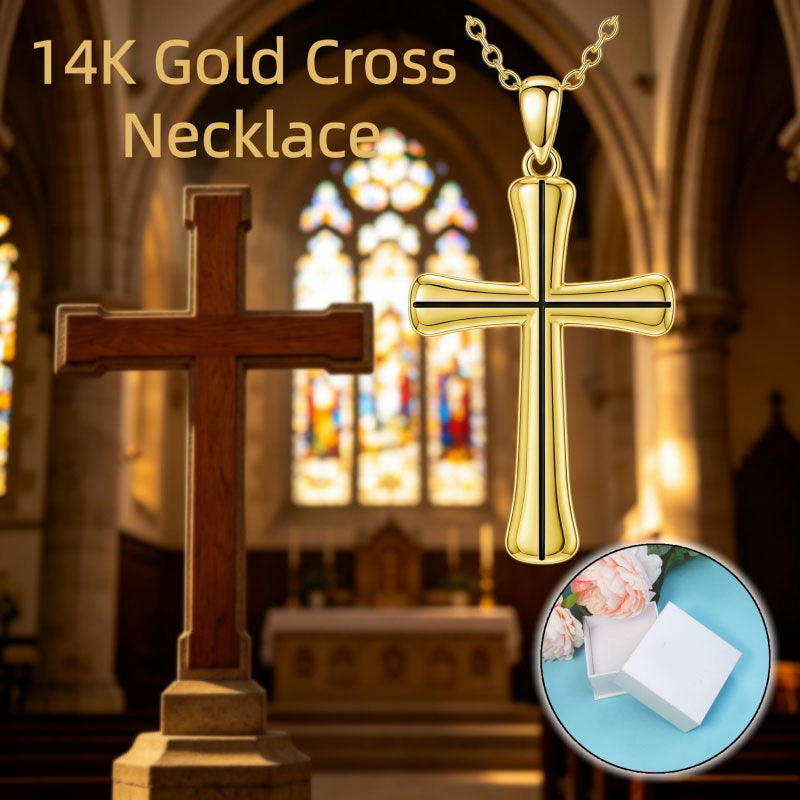 14K Gold Plated Cross Pendant Necklace Christian Jewelry Gifts
