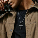 Sterling Silver Cross Religious Necklace for Men