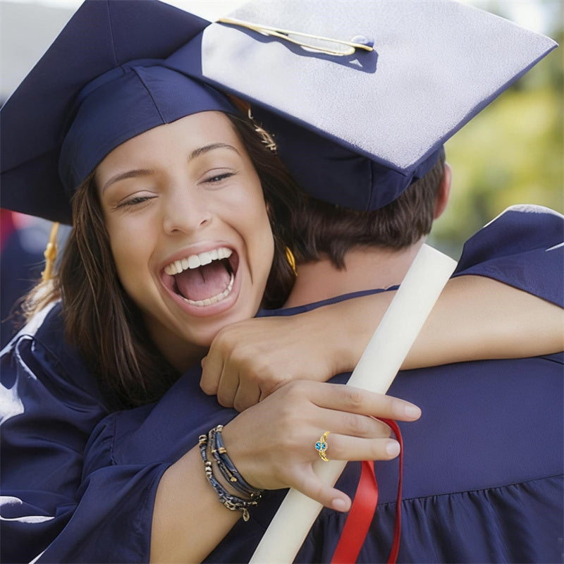 Copper Custom Birthstone Engraved Class Ring University College High School Graduation Gifts for Her