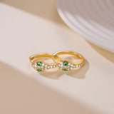 14K Gold Plated Cubic Zirconia Snakes Head Wrap Design Hoop Earrings for Women