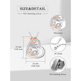 Sterling Silver Cubic Zirconia Dinosaur with 1 2 3 4  Cubs Pendant Necklace