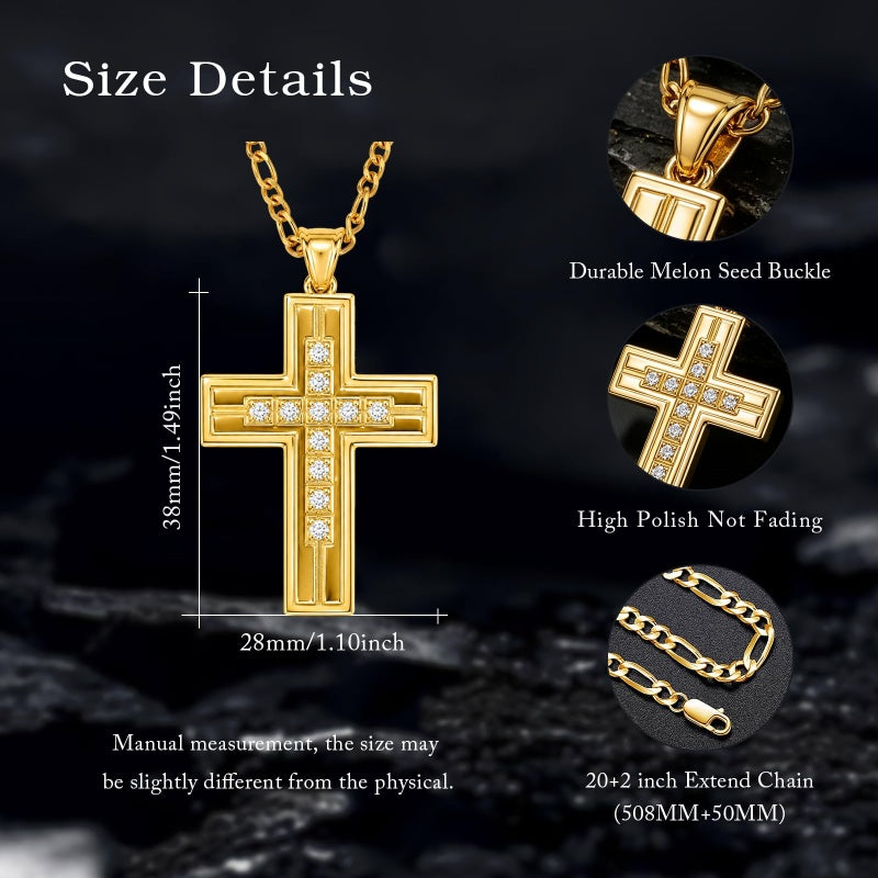 14K Gold  Plated Cross Necklace Simple Religious Jewelry Gift
