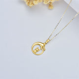 14K Yellow Gold Cat Pendant Necklace
