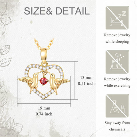 14K Gold Hummingbird Pendant Necklace