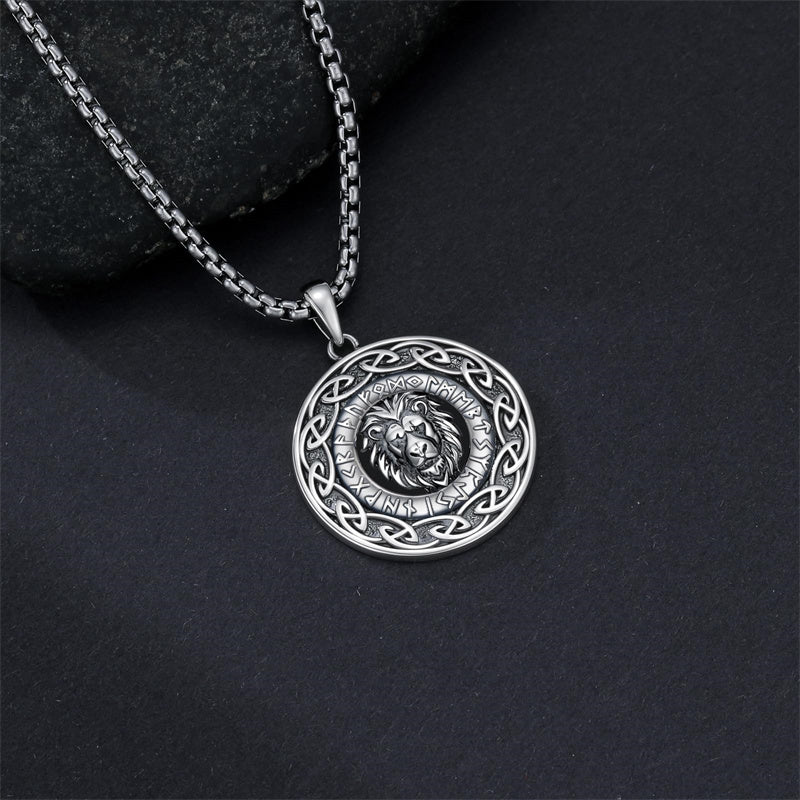 Sterling Silver Oxidized Tiger Wolf Lion Leopard Pendant Necklace for Men