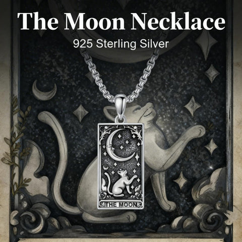 Sterling Silver Tarot Card Pendant  Necklace for Men Gothic Amulet Jewelry