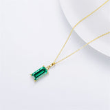14K Gold Natural Diamond Emerald Pendant Necklace