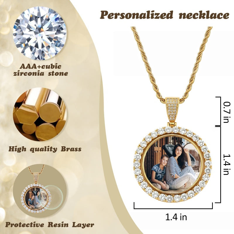 14K Gold Plated Personalized Photo Pendant Necklace Personalized Gift