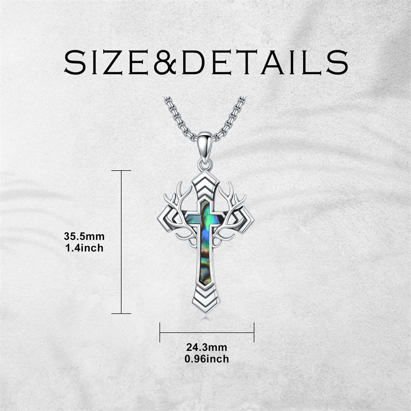 Sterling Silver Wooden Cross Pendant Necklace