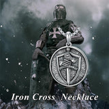 Fathers Day Presents Sterling Silver  Iron Cross Necklace Protection Necklace Amulet Jewelry for Men Women with 22"+2" Chain