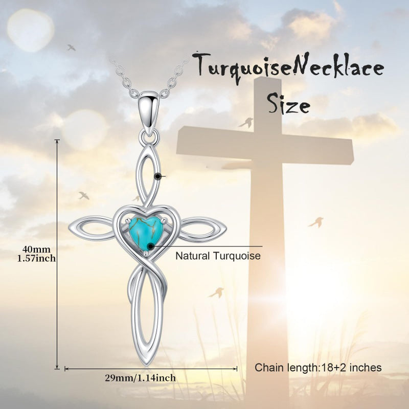 14K Gold Plated Turquoise Cross Pendant Necklace Western Jewelry for Women