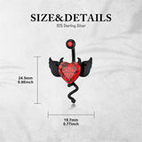 Sterling Silver Cubic Zircon Black Devil Belly Button Ring for Women