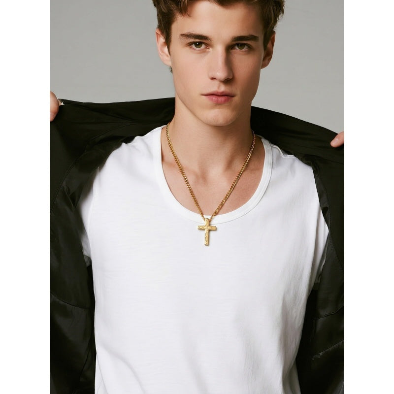 14K Gold Plated Soccer Football Basketball Baseball Cross  with Bible Verses Religious Pendant Necklace for Men
