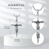 Sterling Silver Wooden Cross Pendant Necklace