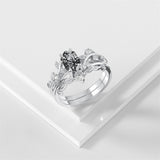 Sterling Silver Pear Oval Kite Heart Hexagon Emerald Coffin Cut Gemstone Engagement Promise Ring Set