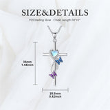 Sterling Silver Cross Moonstone Dragonfly Butterfly Bee Hummingbird Ladybug Pendant  Necklace for Women