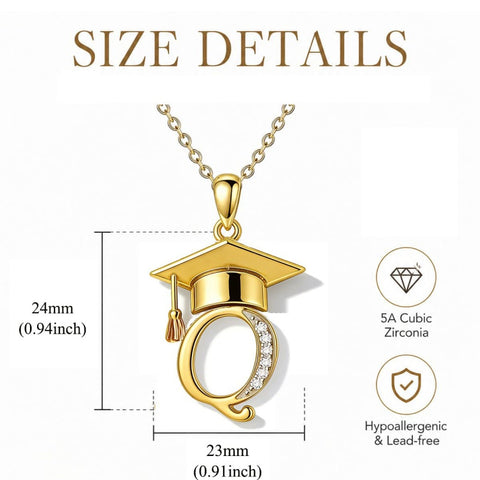 Initial  Graduation 14K Gold Plated Inspiring Grad Pendant Necklace Graduations Jewelry Gifts