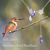 Hummingbird Necklace Sterling Silver Adjustable Lariat Animal Necklace Jewelry Gifts for Women Girls