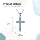 Sterling Silver Turquoise Obsidian Opal Necklace Christian Cross Pendant Necklace