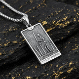 Sterling Silver Lovers Hierophant Magician Three of Swords Wheel of Fortune SkeletonTarot Card Pendant Necklace